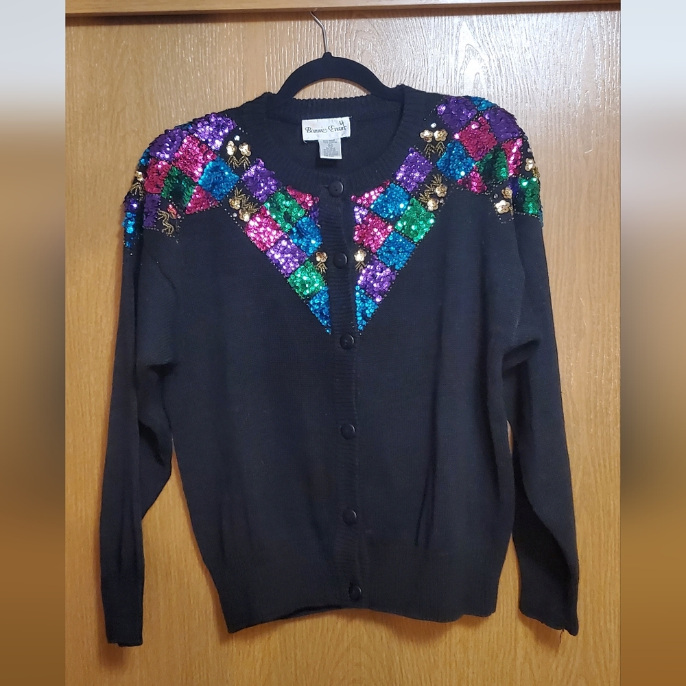 Vintage sequin shoulder cardigan